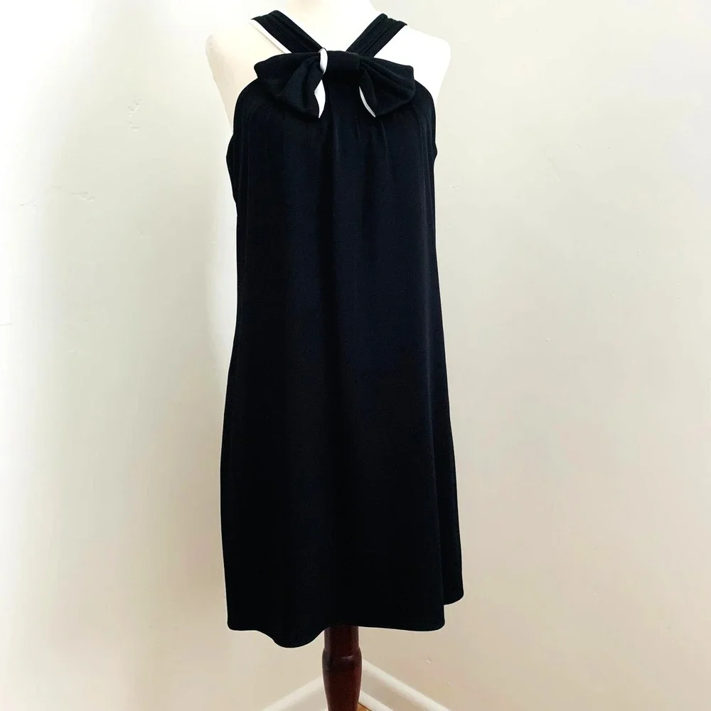 Shoshanna Anda Bow Halter‎ Dress sz 0 00 2 XS Black White Statement